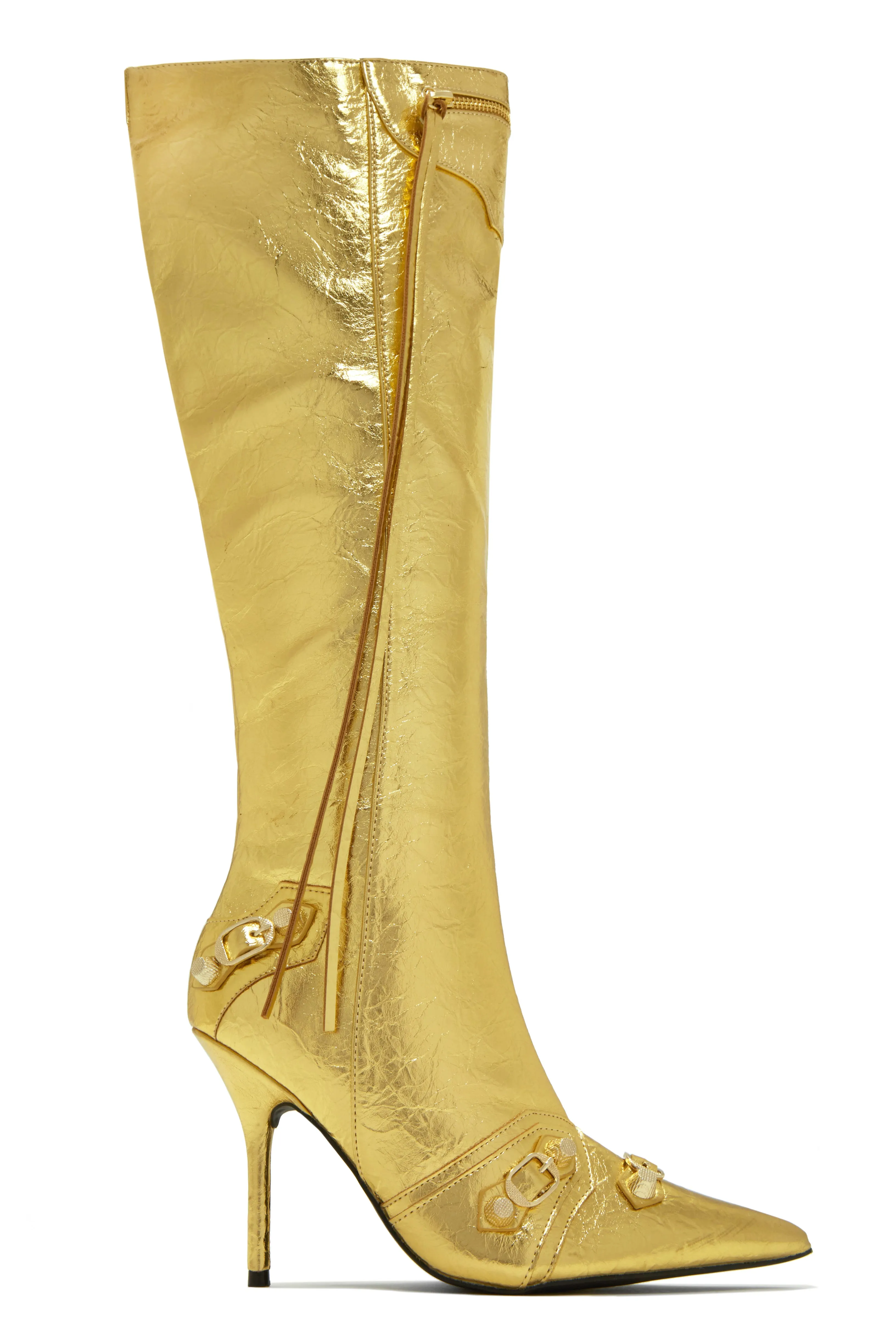 Adison Knee High Boots - Gold