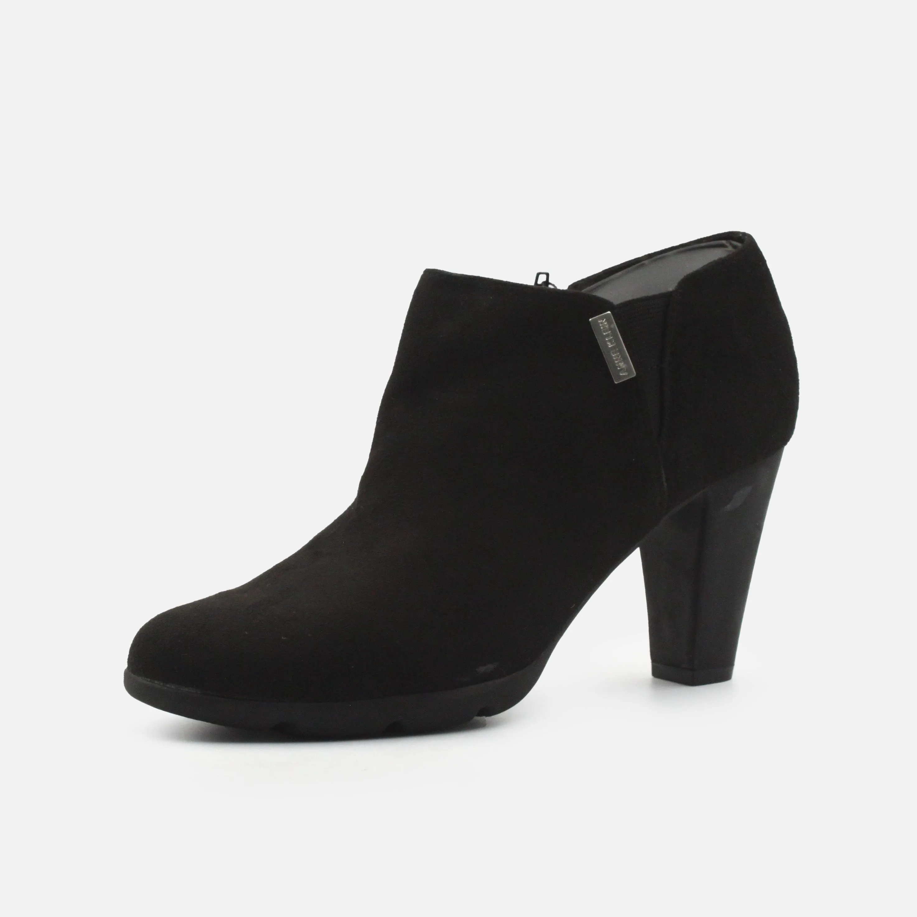 Anne Klein Zipper Stretchable Block Heels Ankle Boots | Suede