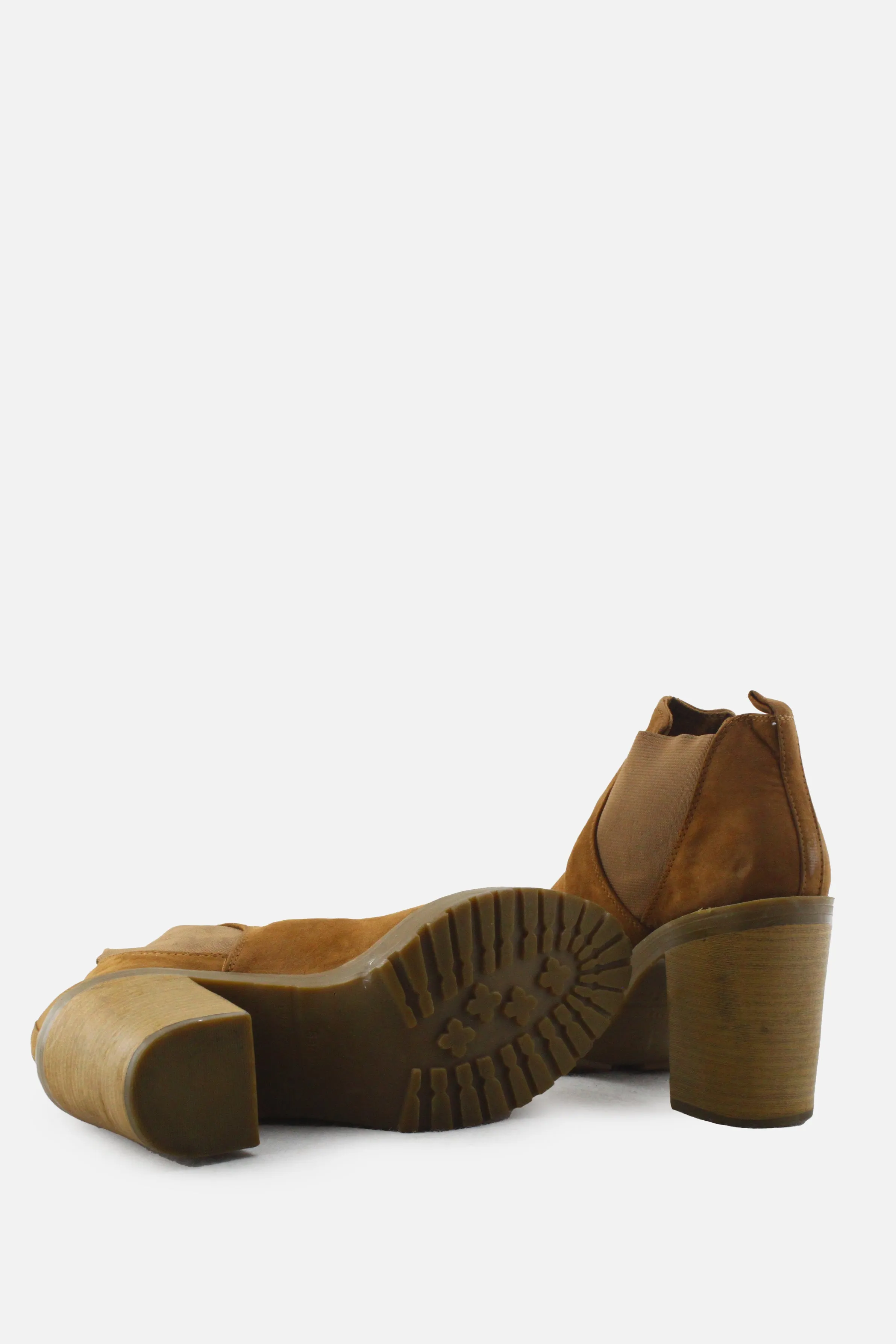 Bershka Stretchable Block Ankle Boots | Suede