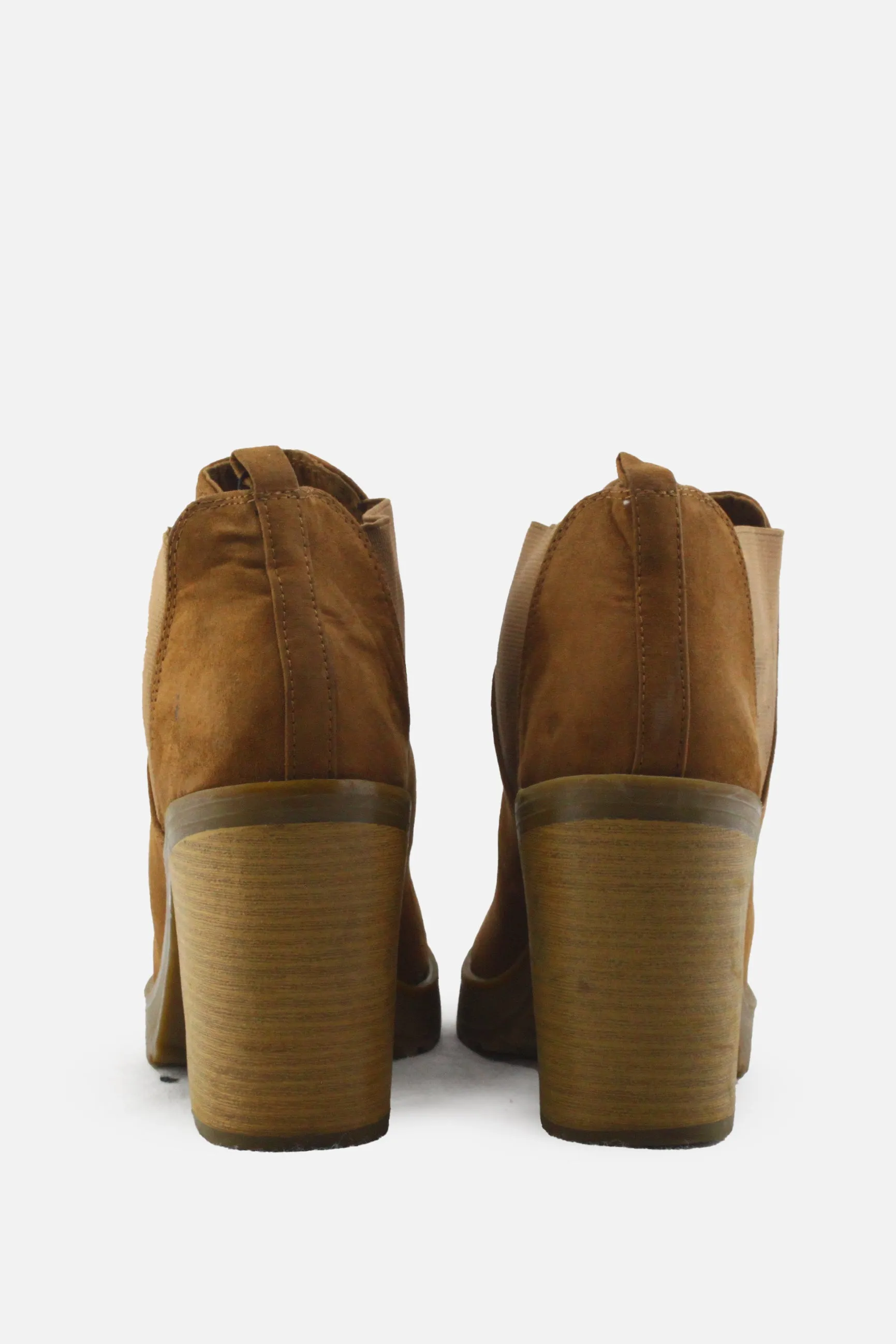 Bershka Stretchable Block Ankle Boots | Suede