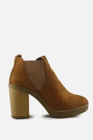 Bershka Stretchable Block Ankle Boots | Suede