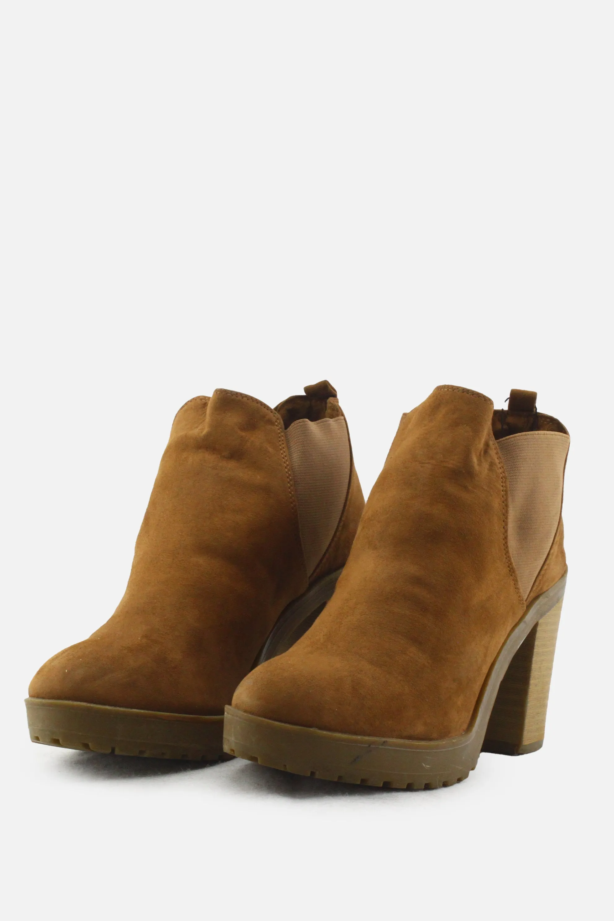 Bershka Stretchable Block Ankle Boots | Suede