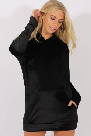 Black Velvet Oversized Hoodie - Reagan