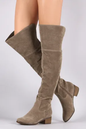 Breckelle Suede Slit Riding Over-The-Knee Boots