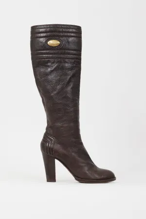 Brown Leather Knee High Riding Boot