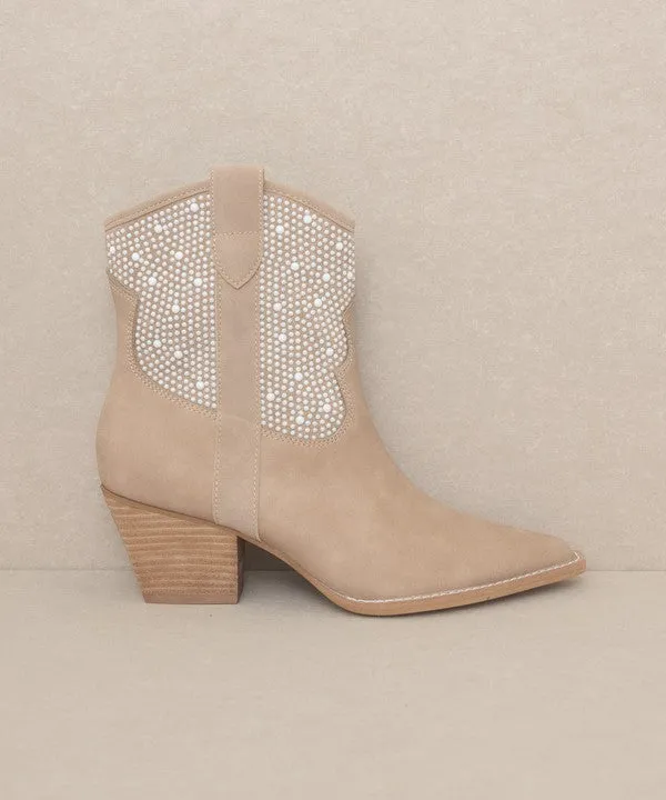 Cannes - Pearl Studded Western Boots