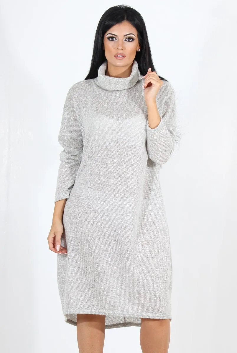 Charley Grey Cowl Neck Oversized Jumper Dress