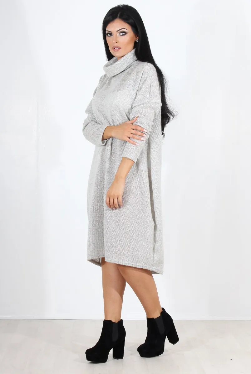 Charley Grey Cowl Neck Oversized Jumper Dress