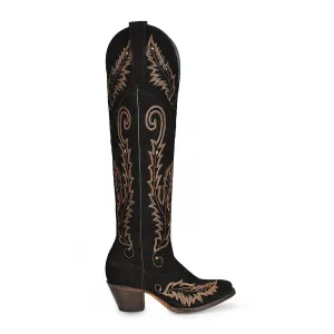 Corral Womens A4404 Black Leather Over-the-Knee Cowboy Boots