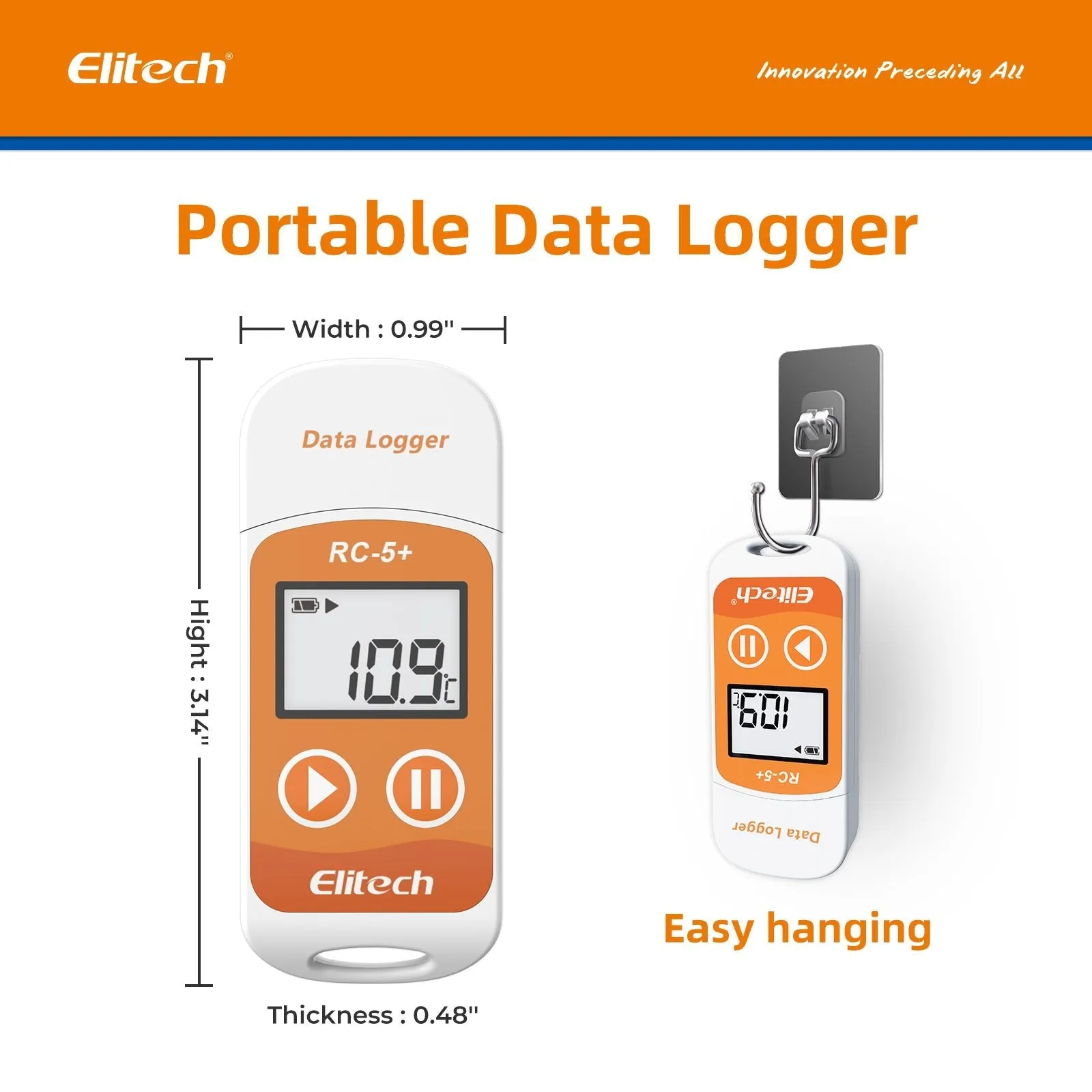 Elitech RC-5  Reusable USB Temperature Data logger with Auto PDF Report