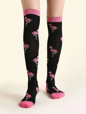 Funky Flamingo Over the Knee Socks