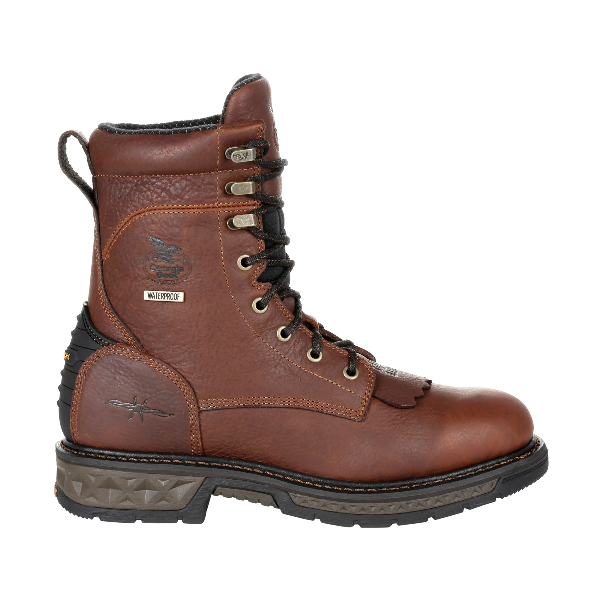 Georgia Mens Brown Leather LT WP Lacer Work Boots