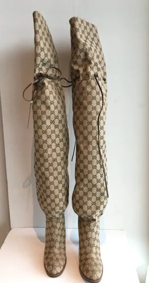 Stylish Gucci Monogram Over-the-Knee Boots