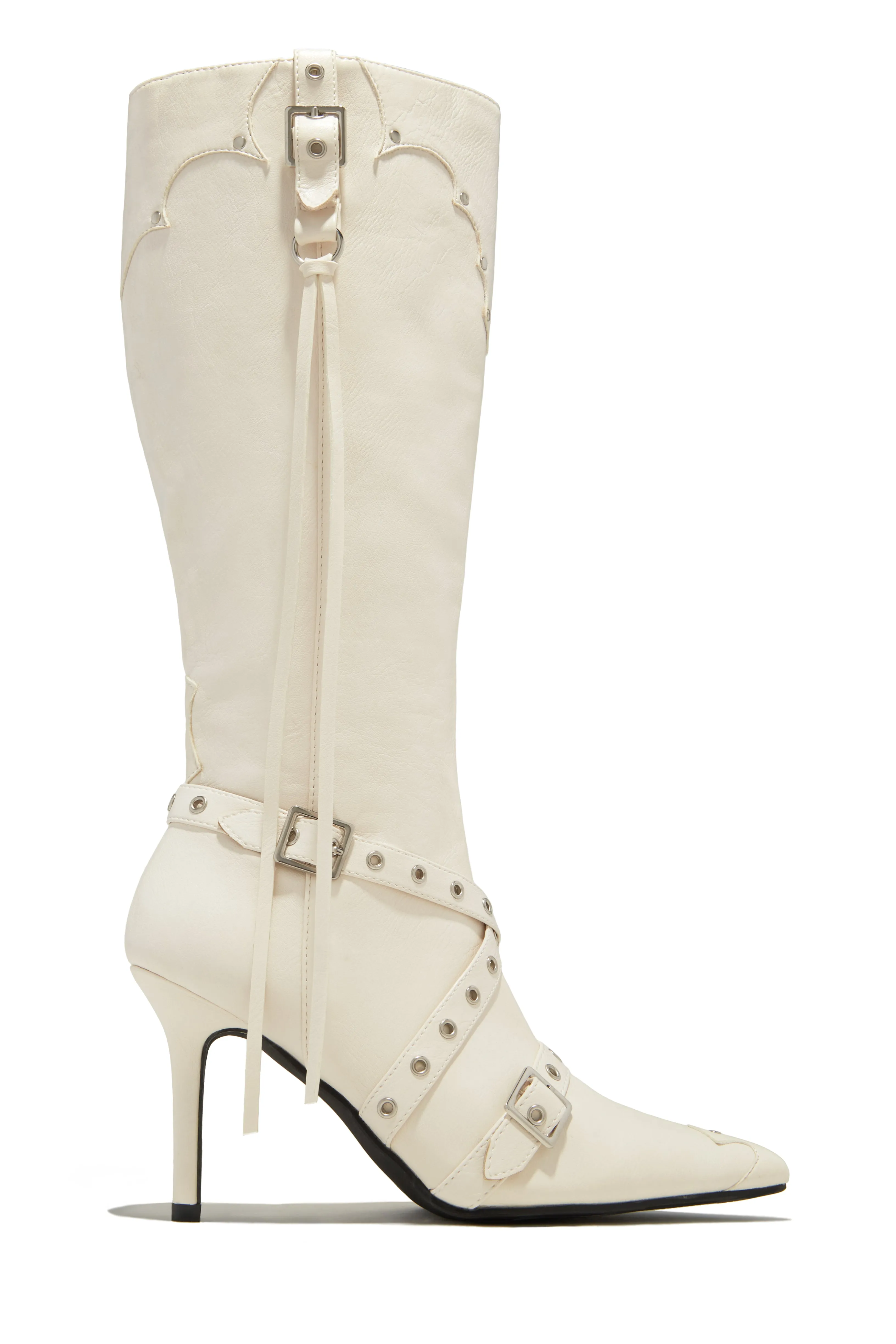 Jerri Knee High Boots - Cream