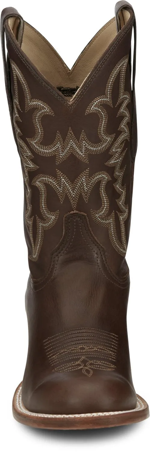 Justin 11in Mens Chocolate Wayne Leather Cowboy Boots