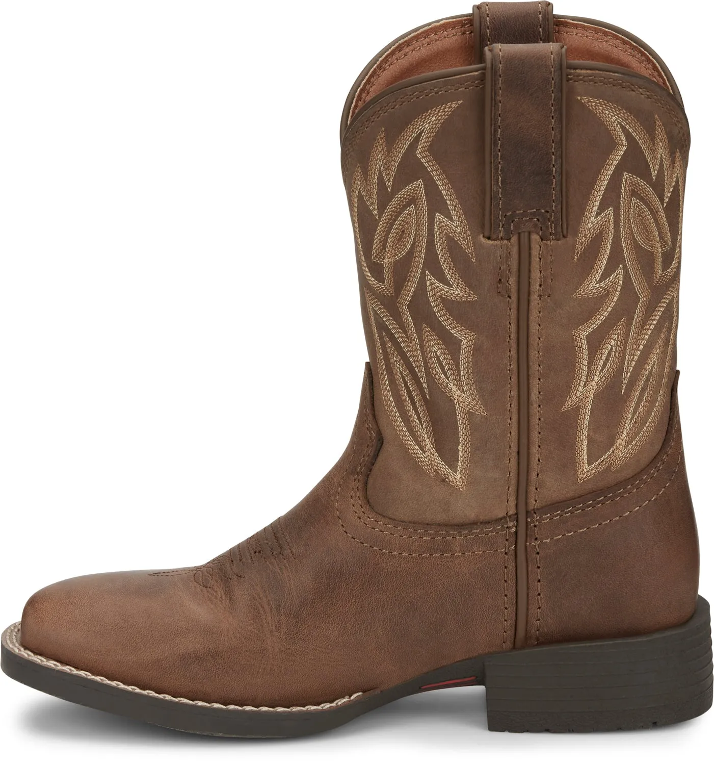 Justin 8in Square Toe Dusky Canter Junior Leather Cowboy Boots