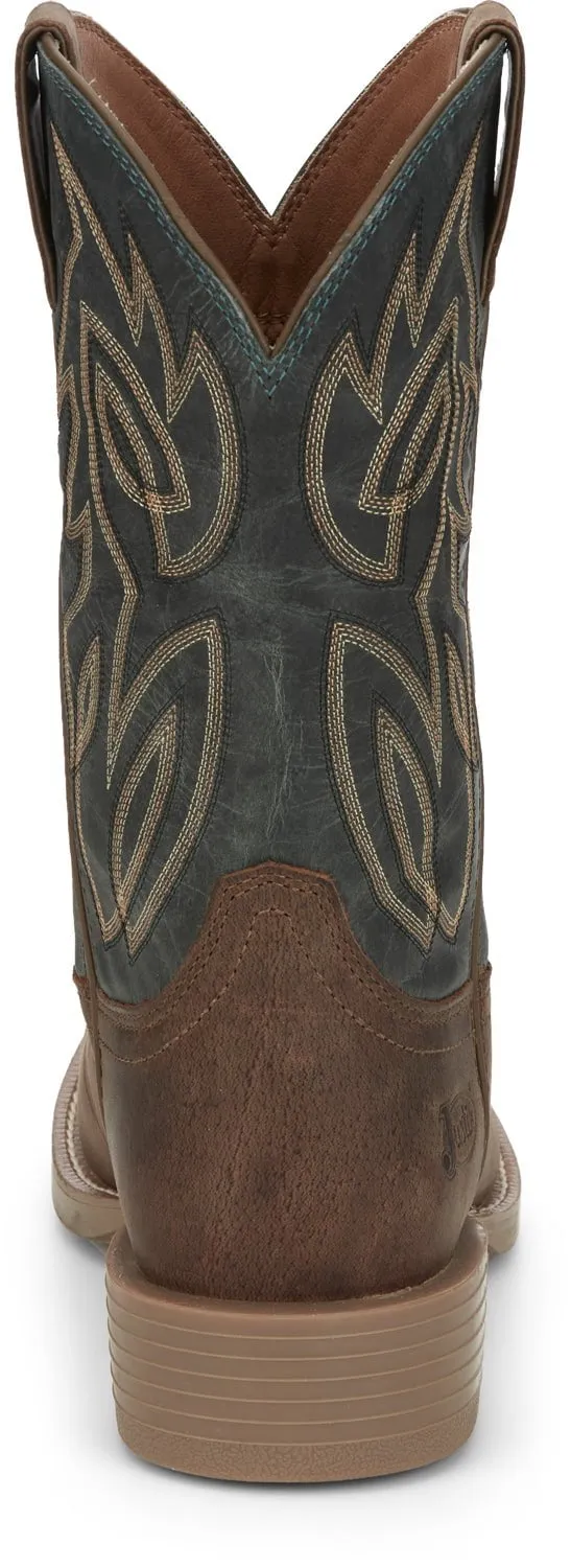 Justin Mens Rendon Barnwood Brown Cowhide Cowboy Boots