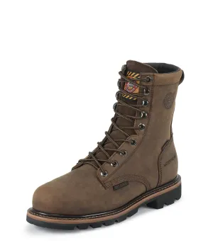 Justin Mens Wyoming Leather Work Boots Comp Toe Lace-Up WP Worker II