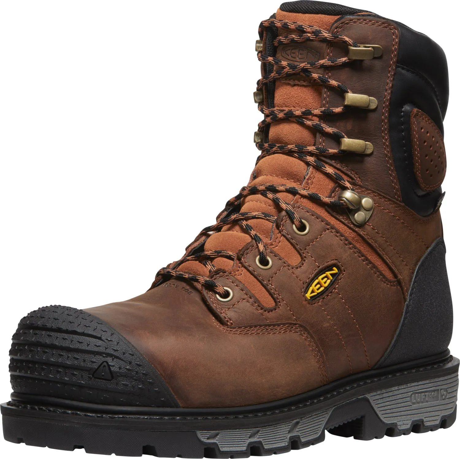 Keen Utility Mens Camden 8in WP 600G CT Brown/Black Leather Work Boots