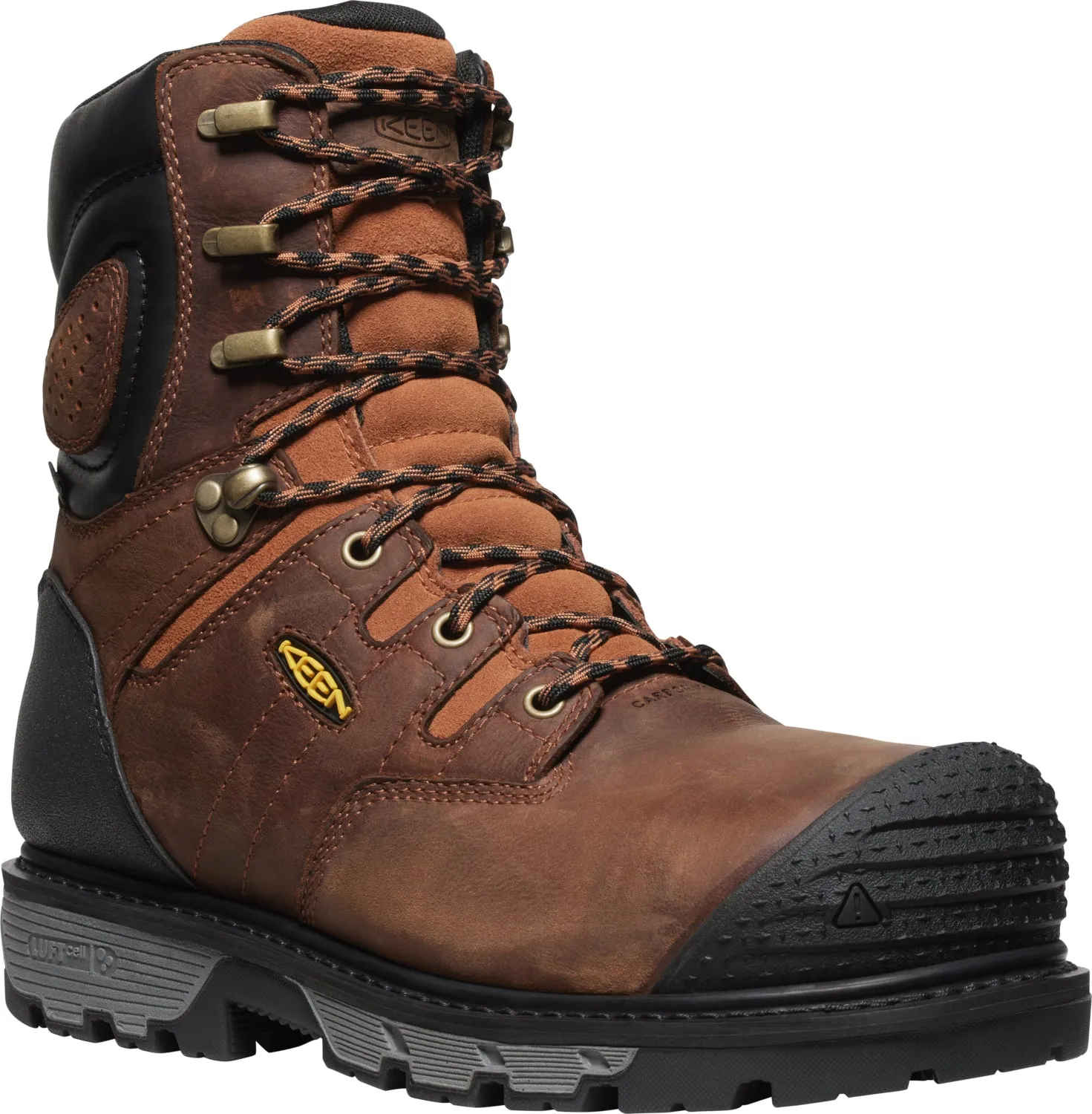 Keen Utility Mens Camden 8in WP 600G CT Brown/Black Leather Work Boots