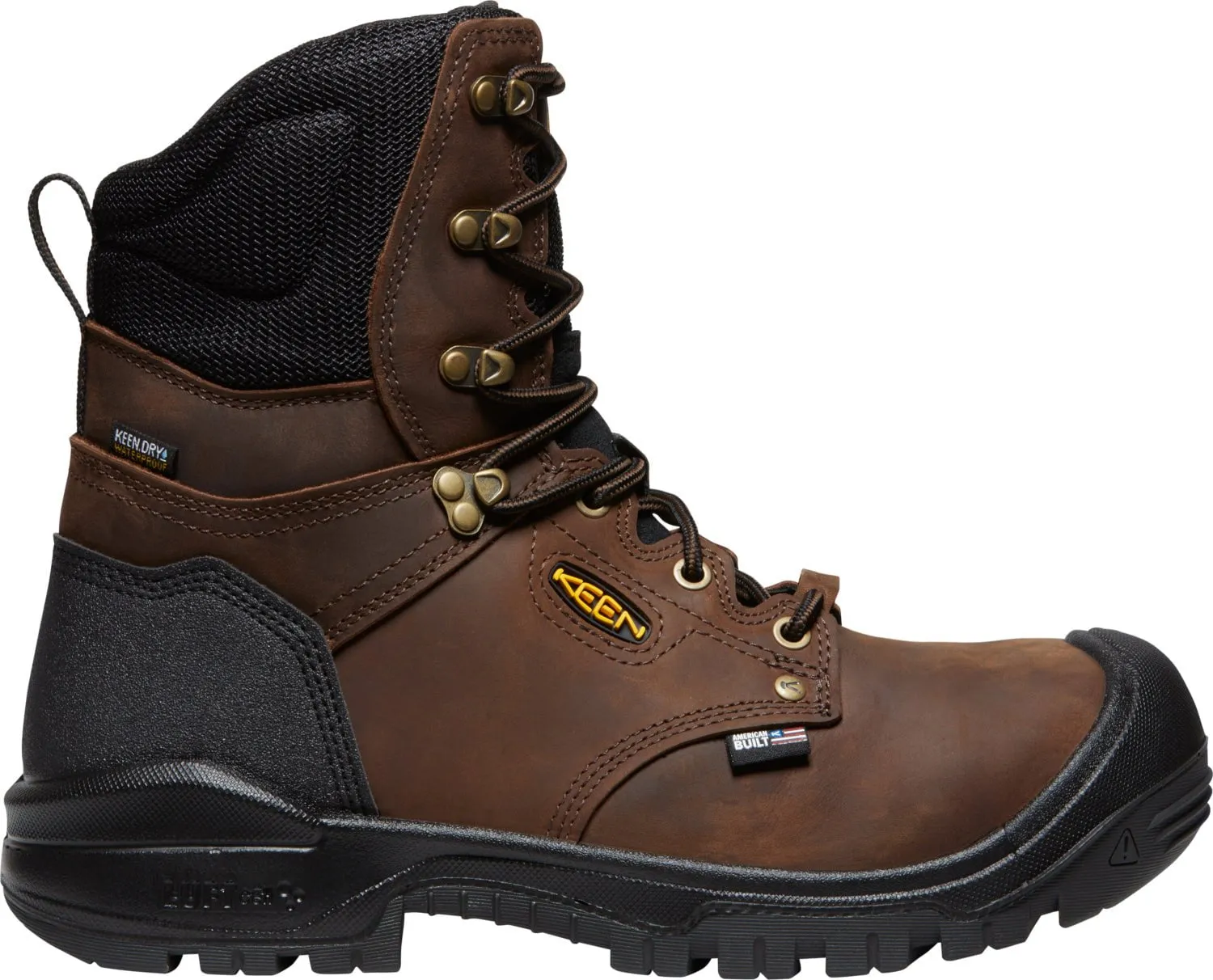 Keen Utility Mens Independence 8in WP 600G CT Dark Earth/Blk Leather Work Boots