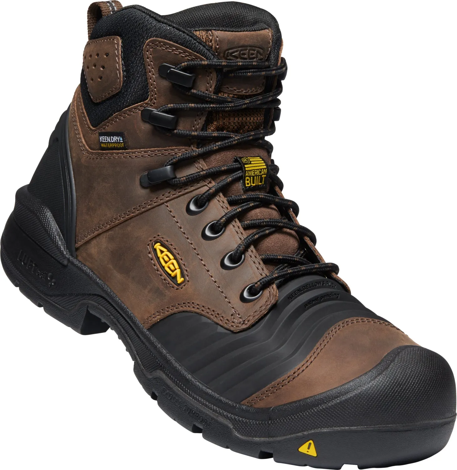 Keen Utility Mens Portland 6in WP Dark Earth/Black Leather Work Boots