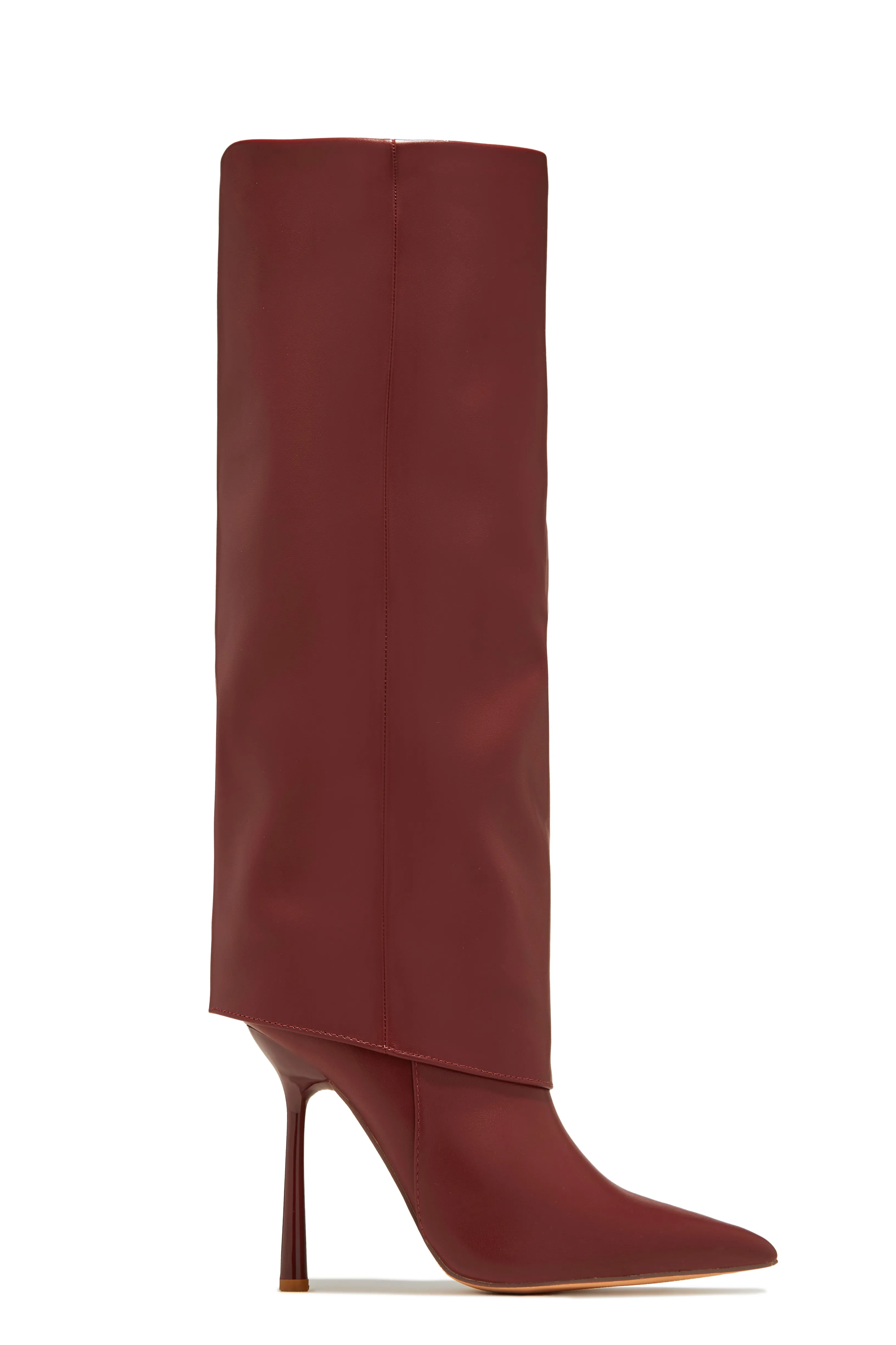 Kourt Knee High Heel Boots - Burgundy