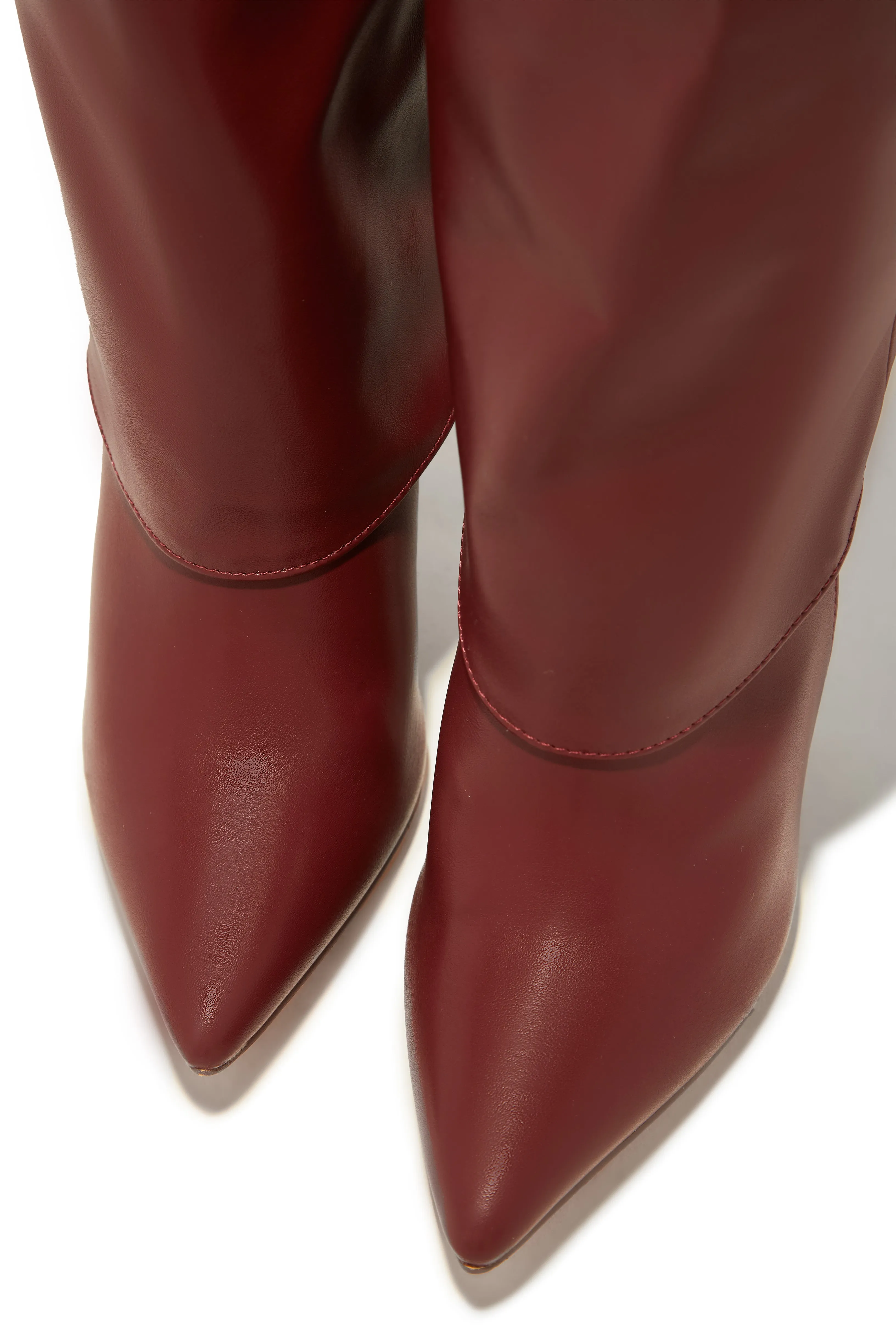 Kourt Knee High Heel Boots - Burgundy