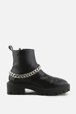 Lefties Zipper Chain Chelsea Ankle Boots | 100% Authentic Leather