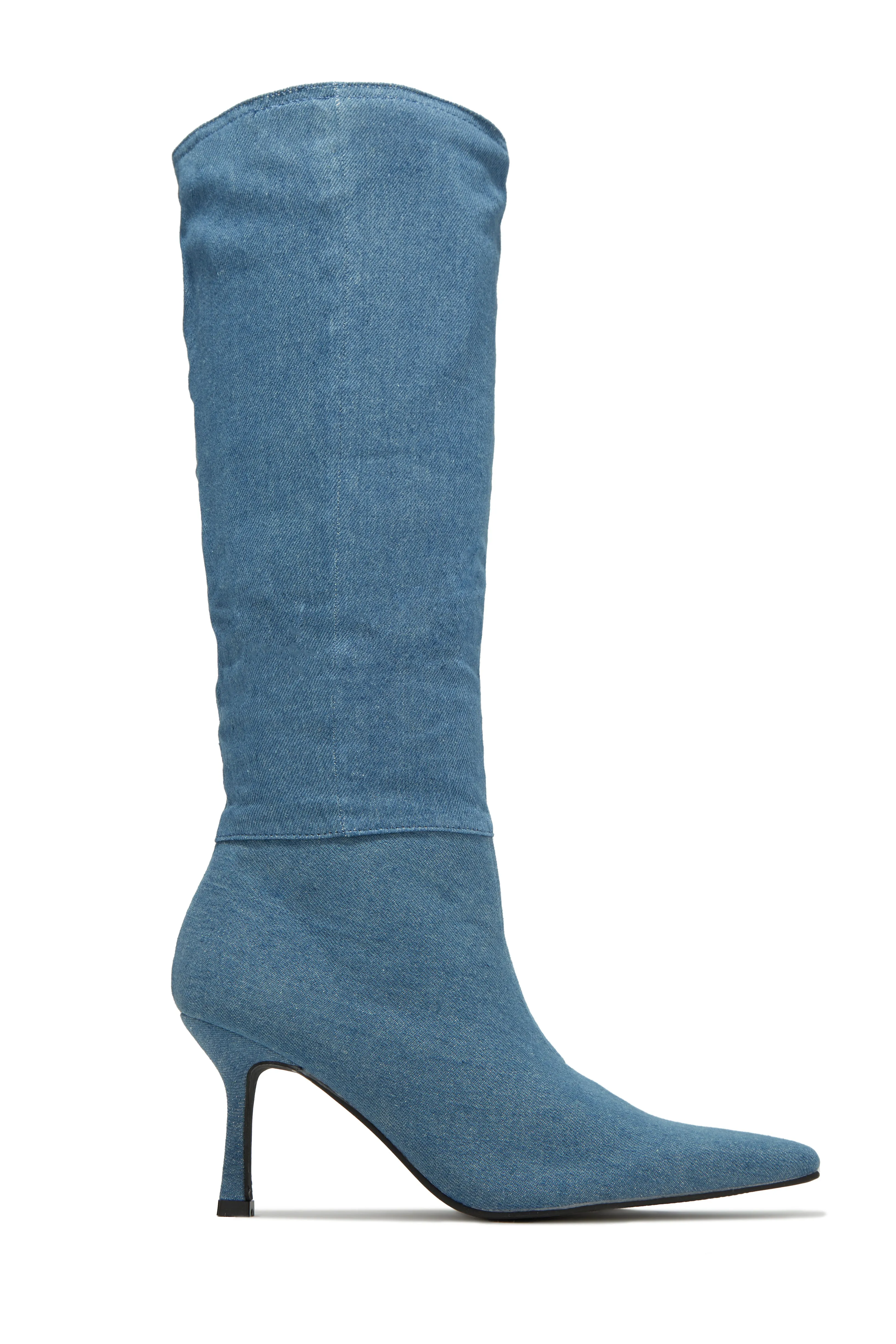 Lolita Slouched Knee High Boots - Denim