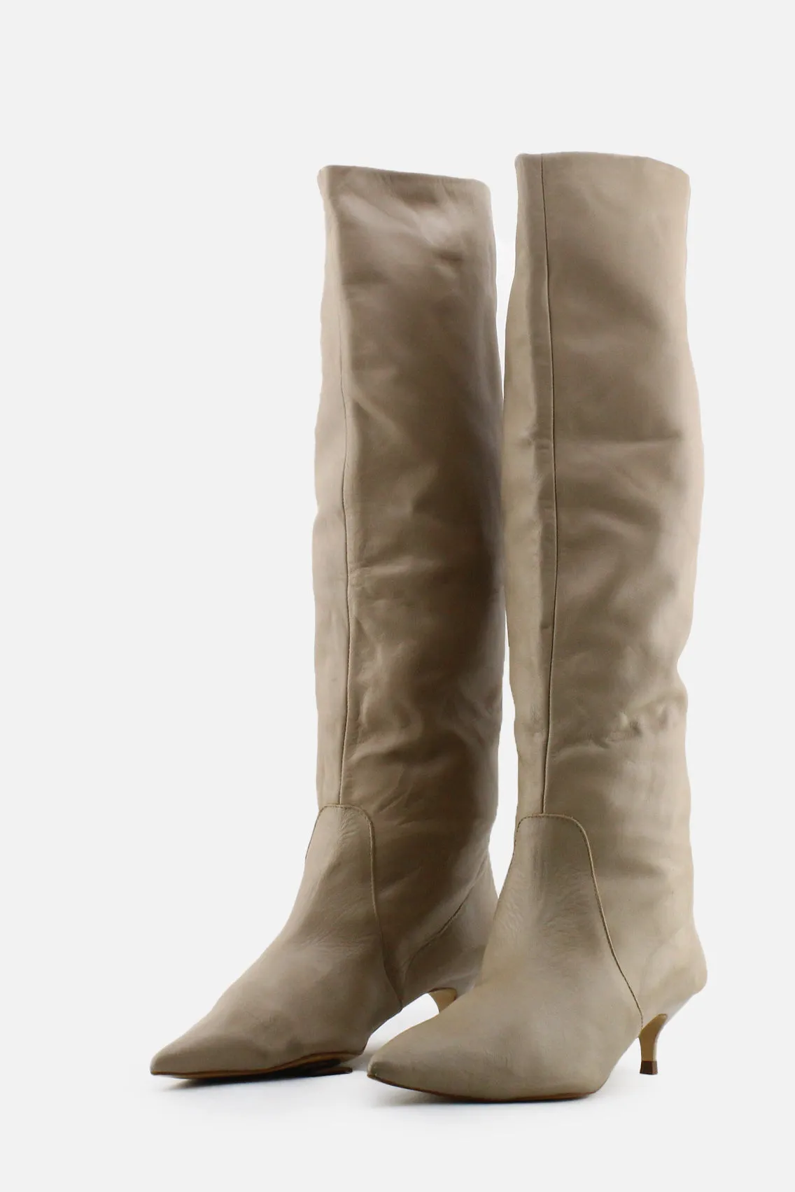 Massimo Dutti Kitten Over The Knee Boots | 100% Authentic Leather