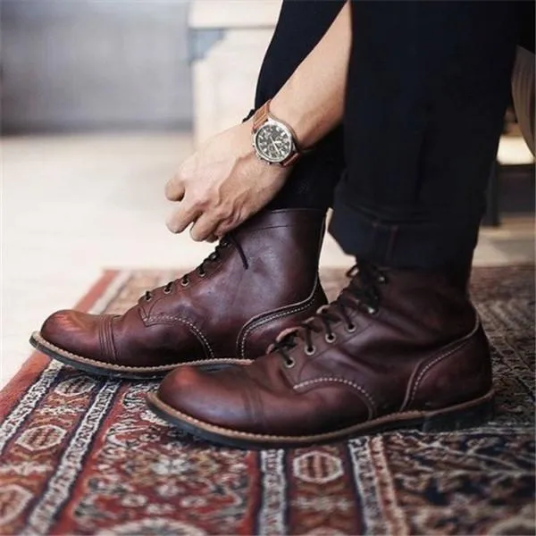 Men Vintage Leather Ankle Boots