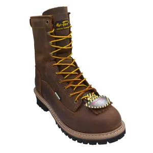 Men's 8" Safety Toe Waterproof Brown Logger - 1020