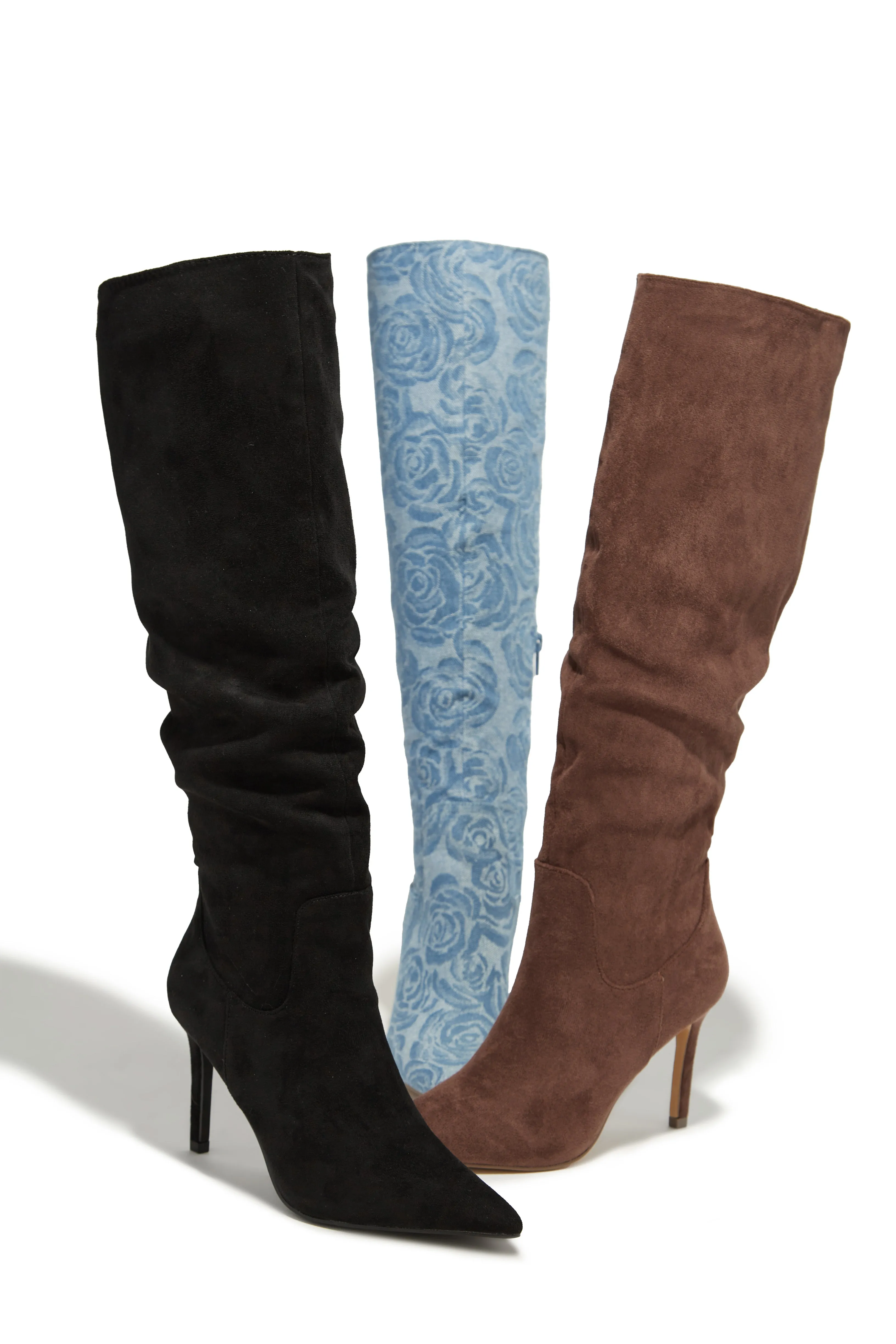 Nissa Knee High Heel Boots - Brown