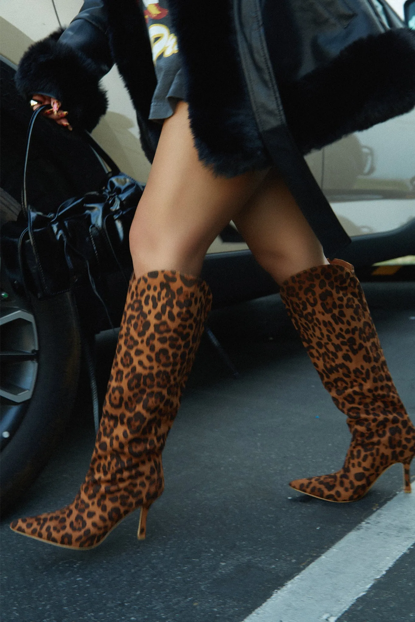 Shyla Knee High Boots - Leopard