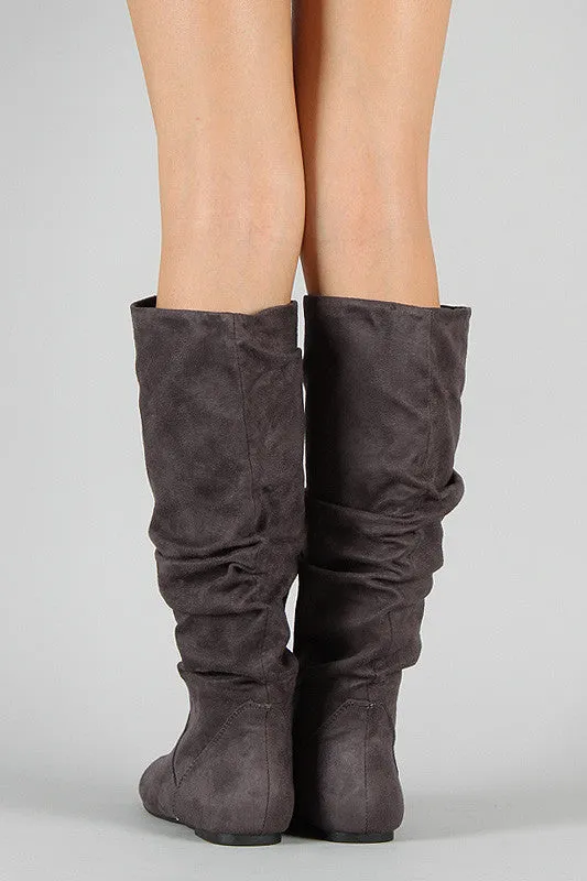 Soda Zuluu-S Suede Slouchy Knee High Flat Boot