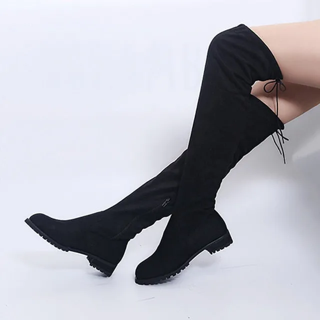 Trendy Over The Knee Suede High Boots