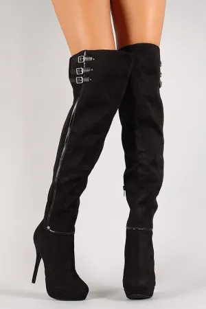 Triple Strap Collar Thigh High Boot