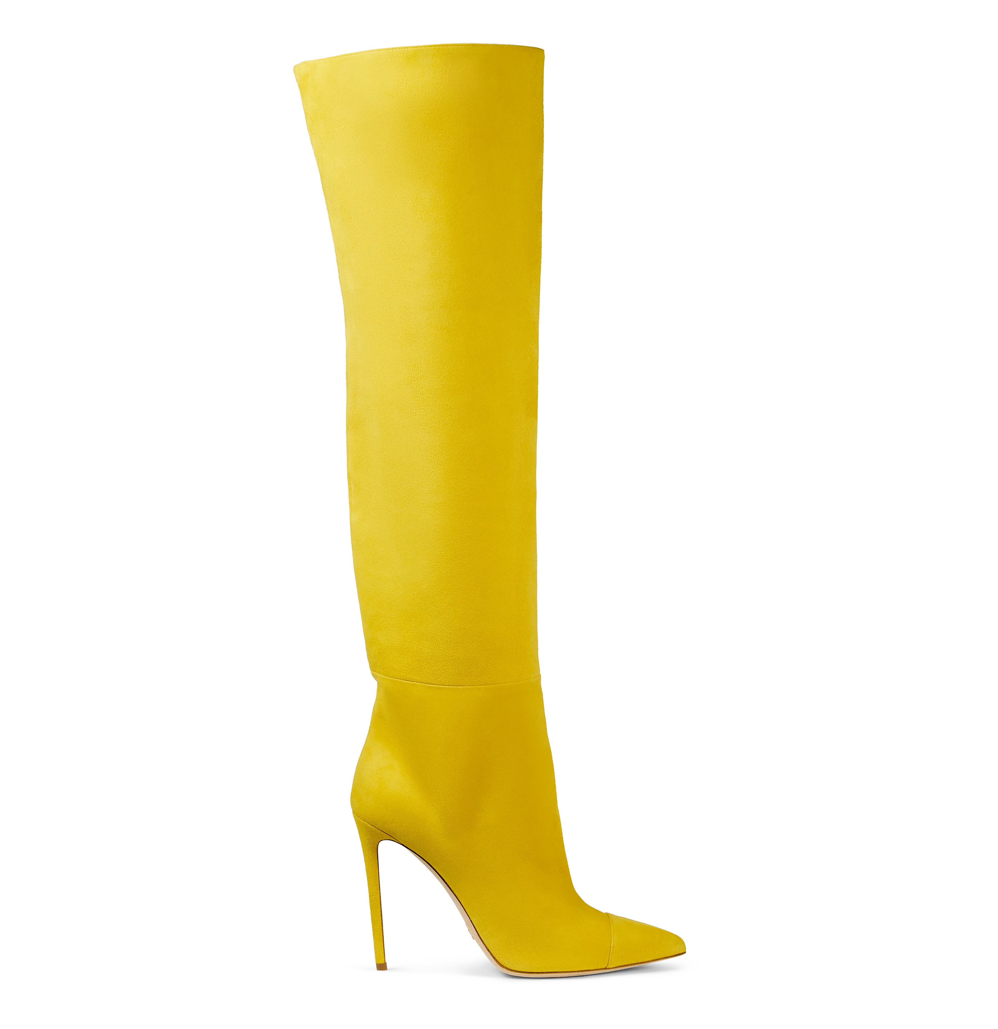 Yellow Suede Over the Knee Boots