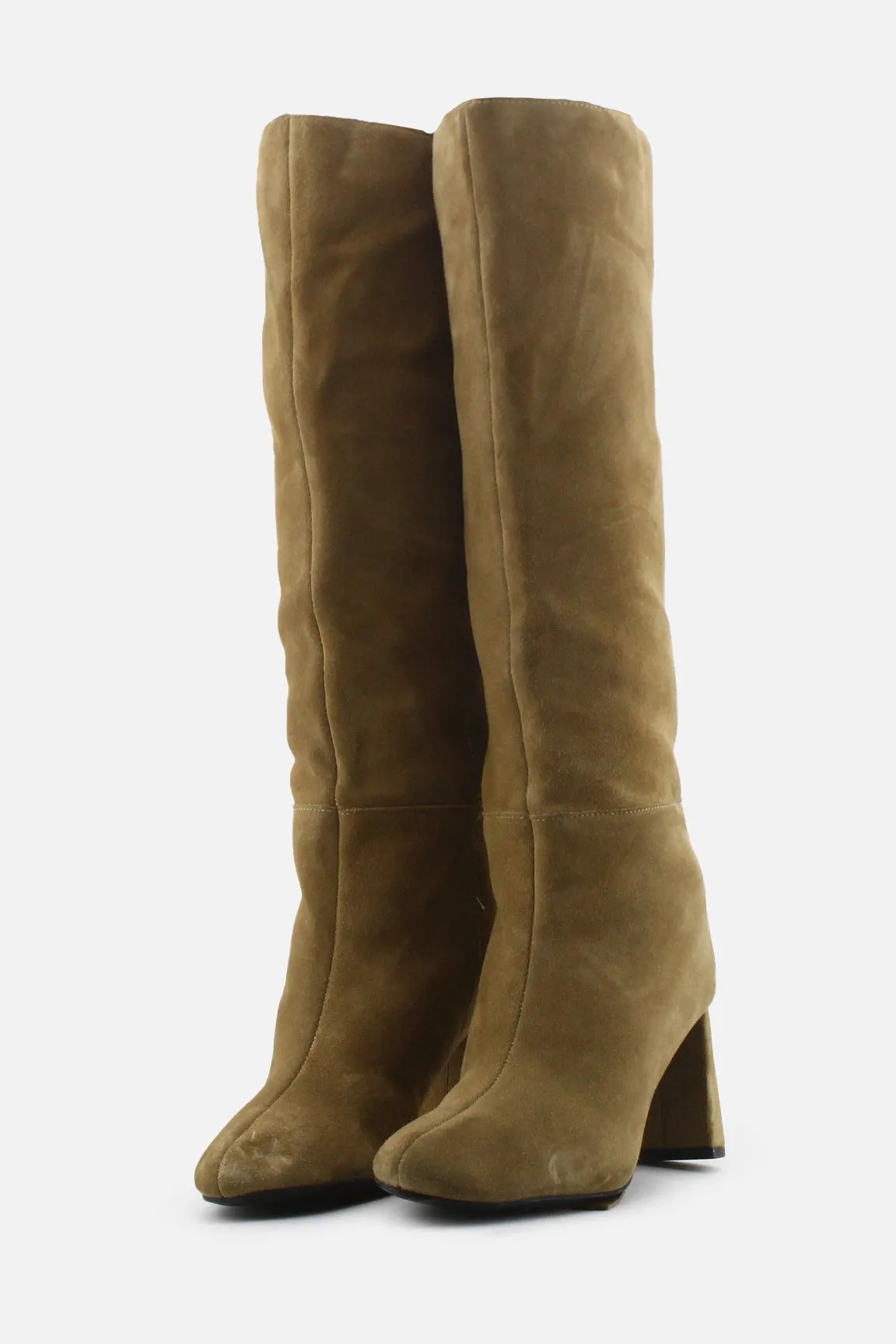 Zara Block Knee High Boots | Suede