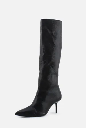 Zara Kitten Heels Knee High Boots | Textile