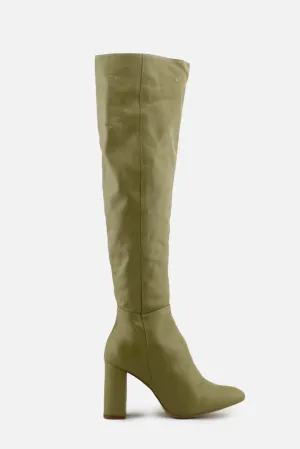 Zara Zipper Block Heels Over The Knee Boots | 100% Authentic leather